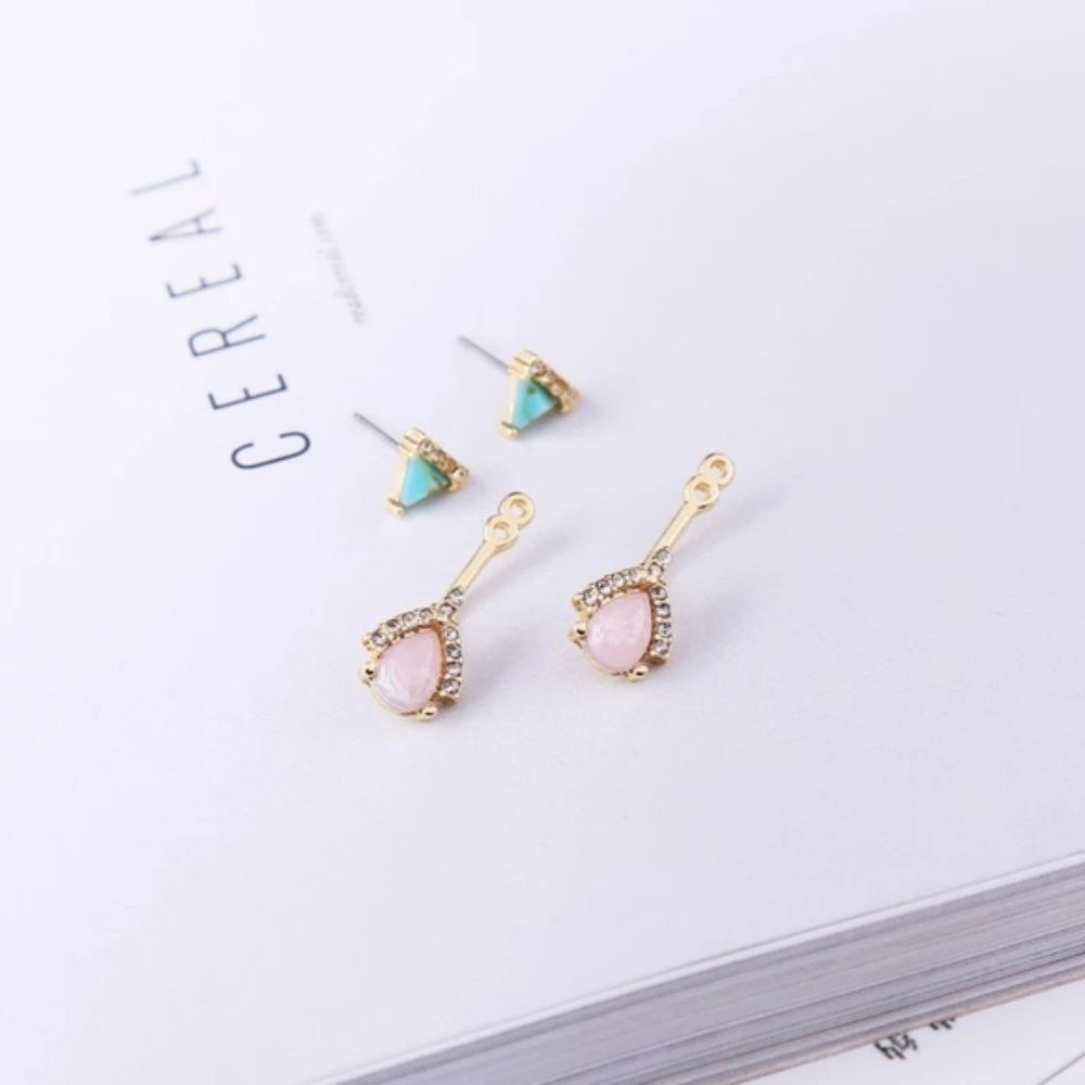 Fish Bone Resin Rhinestone Gold Statement Drop Dangle Earrings - Picture 6 of 7